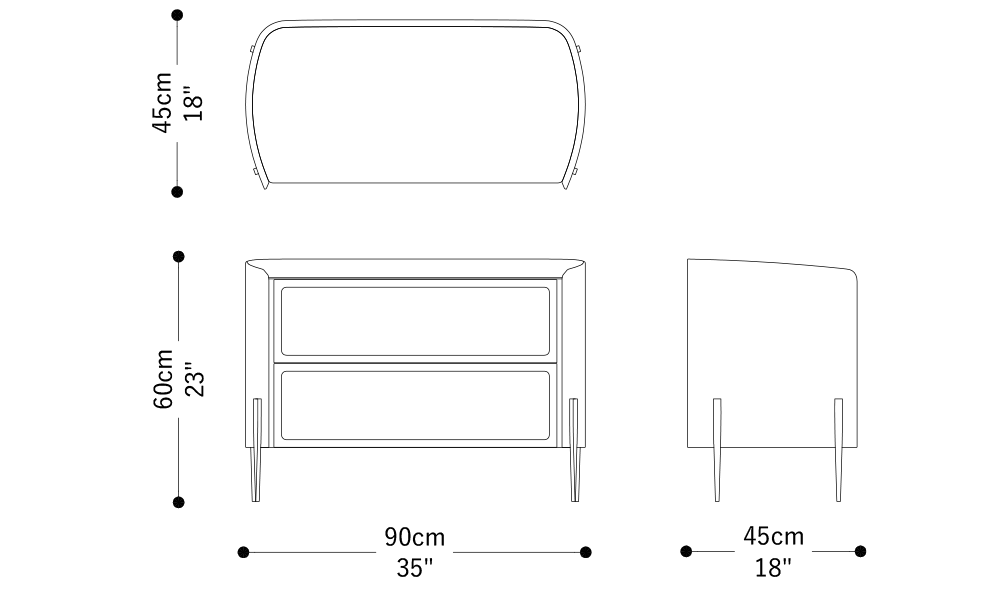 Image of the main dimensions of the product